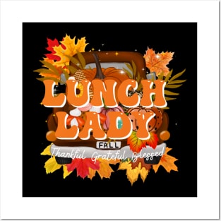 Lunch Lady School Cafeteria Worker Truck Pumpkin Fall Autumn Posters and Art